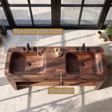 Thalorin Handcrafted Solid Wood Freestanding Bathroom Vanity with Integrated Sinks and Drawers