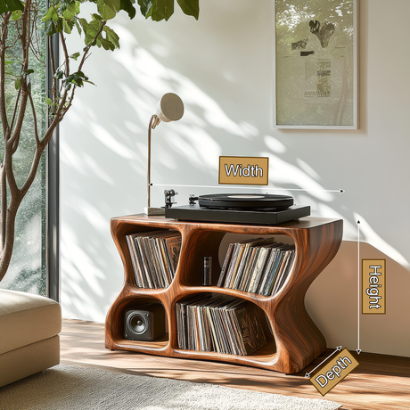 Thalorin Handcrafted Solid Wood Record Player Stand SPA294831 - Timberustic Record Player Stand With Storage