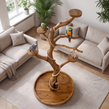 Thalorin Handcrafted Solid Wood Tree Branch Parrot Stand SPA215409 - Timberustic Tree Branch Parrot Stand