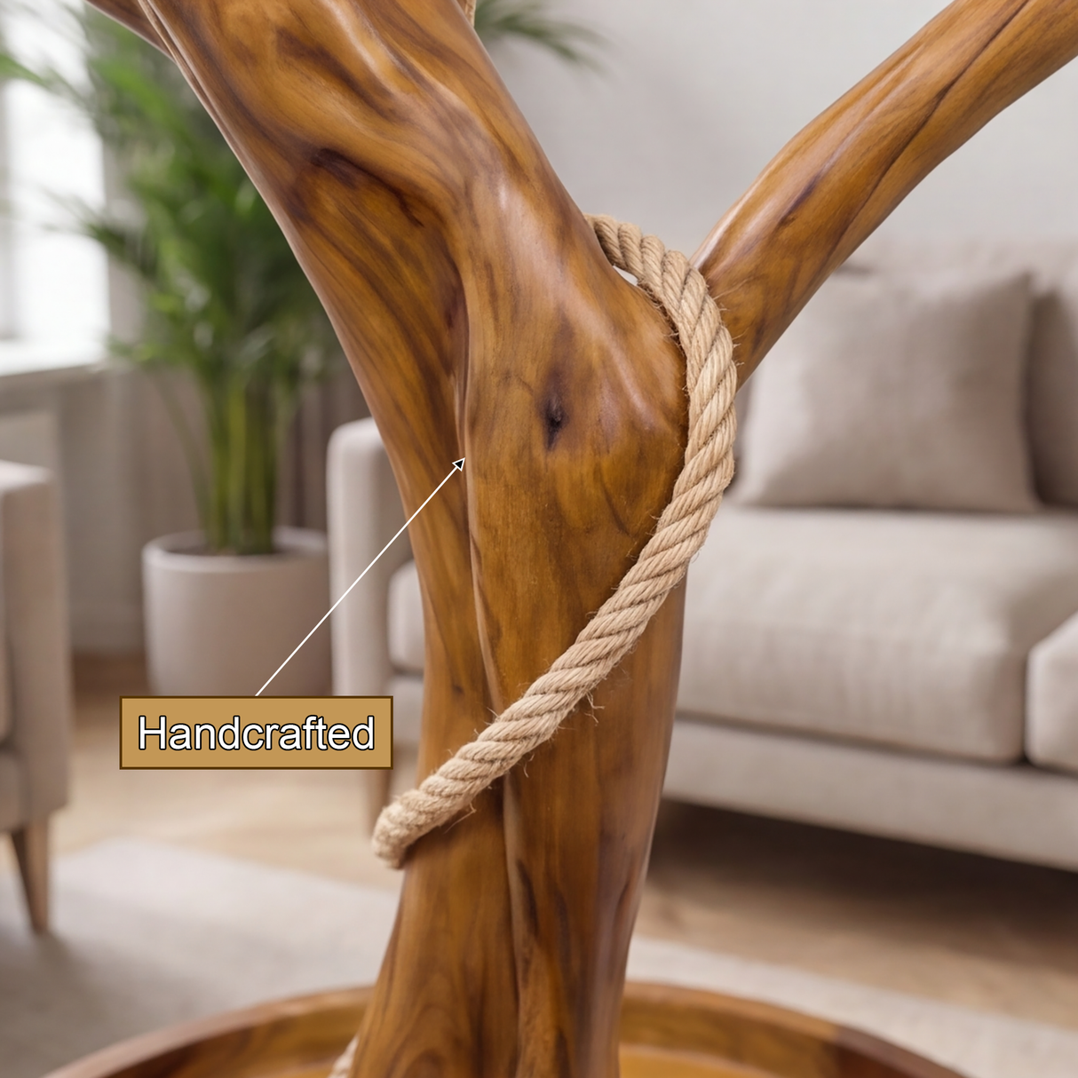 Thalorin Handcrafted Solid Wood Tree Branch Parrot Stand SPA215409 - Timberustic Tree Branch Parrot Stand