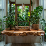 Thalorin Live Edge Solid Wood Floating Bathroom Vanity with Integrated Sink SPA426482 - Timberustic Floating Bathroom Vanity with Integrated Sink