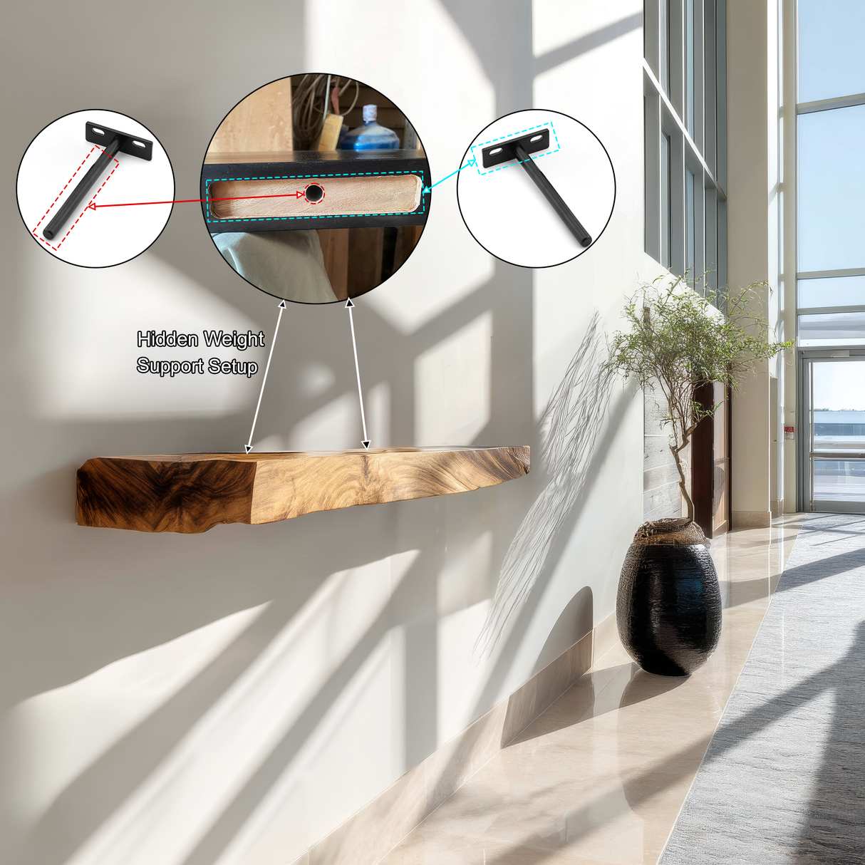 Thalorin Live Edge Solid Wood Floating Shelf SPA129458 - Timberustic Floating Shelf