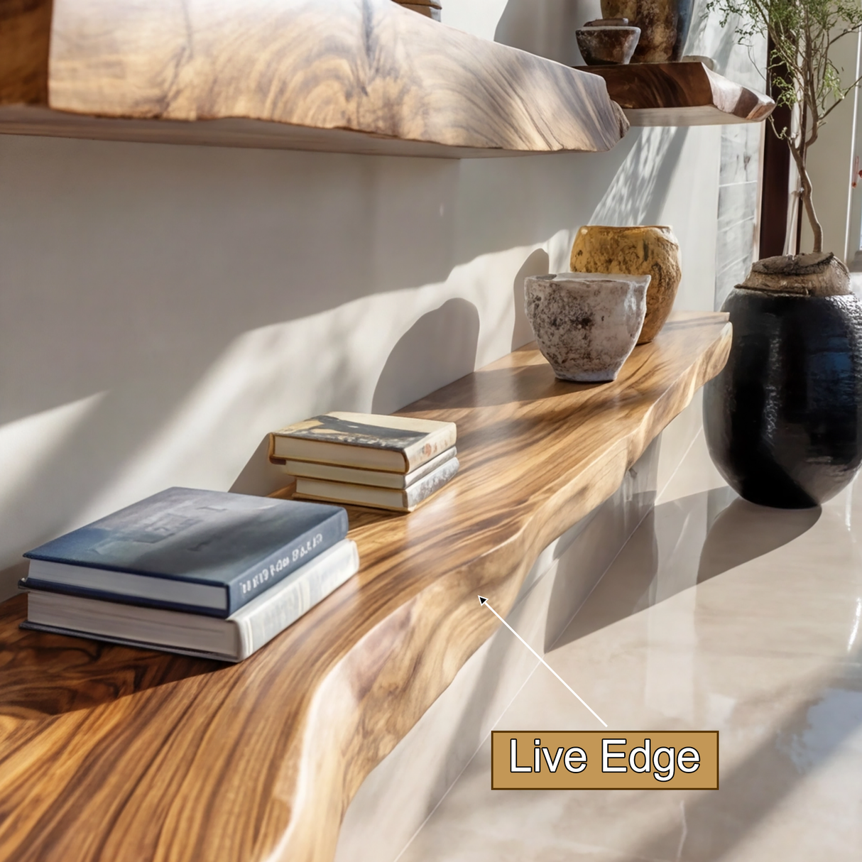 Thalorin Live Edge Solid Wood Floating Shelf SPA129458 - Timberustic Floating Shelf