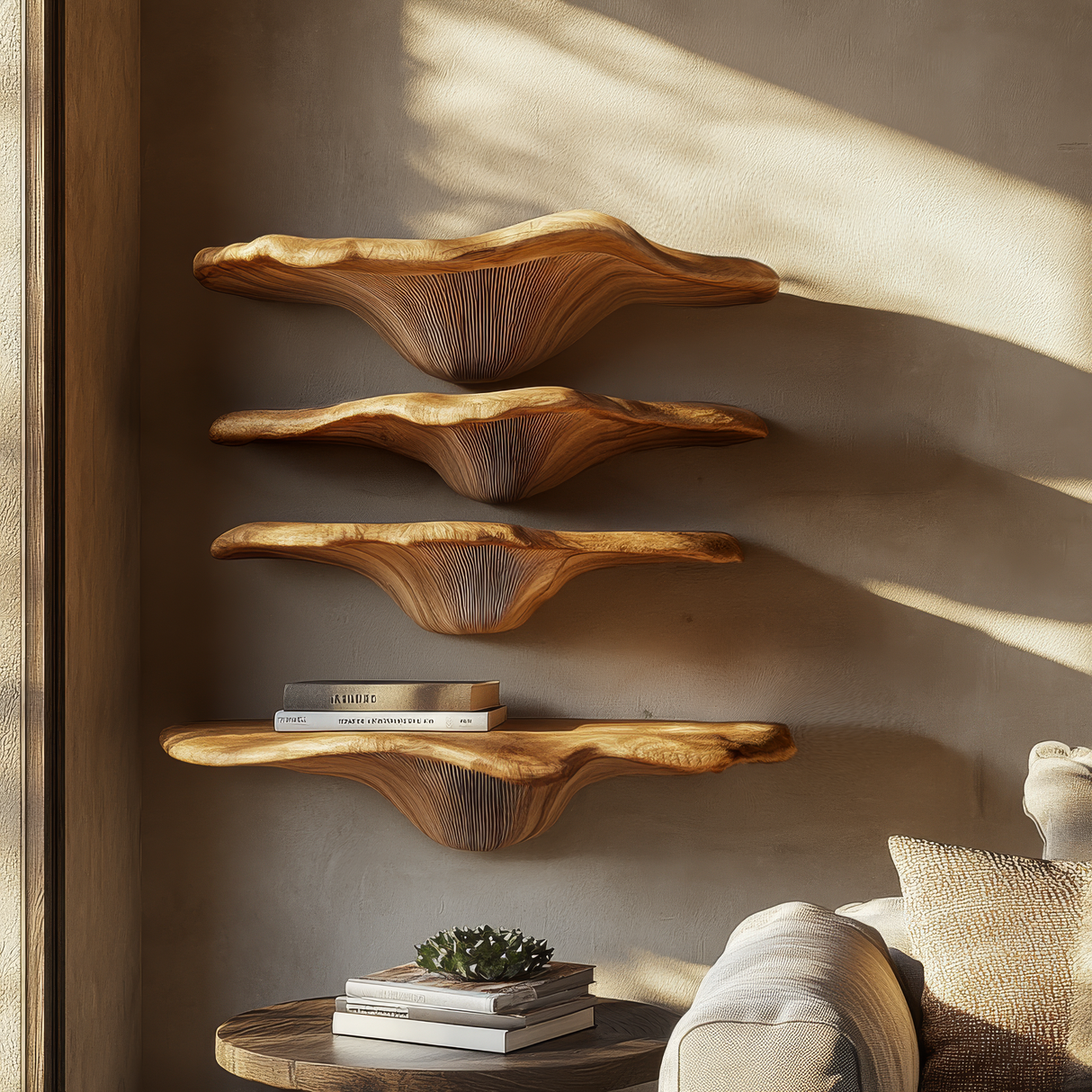 Thalorin Live Edge Solid Wood Mushroom Floating Shelf SPA294743 - Timberustic Floating Shelf