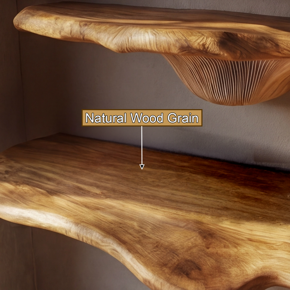 Thalorin Live Edge Solid Wood Mushroom Floating Shelf SPA294743 - Timberustic Floating Shelf