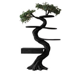 Thalorin Organic Modern Tree Bookshelf with Drawers Black - Timberustic Tree Bookshelf