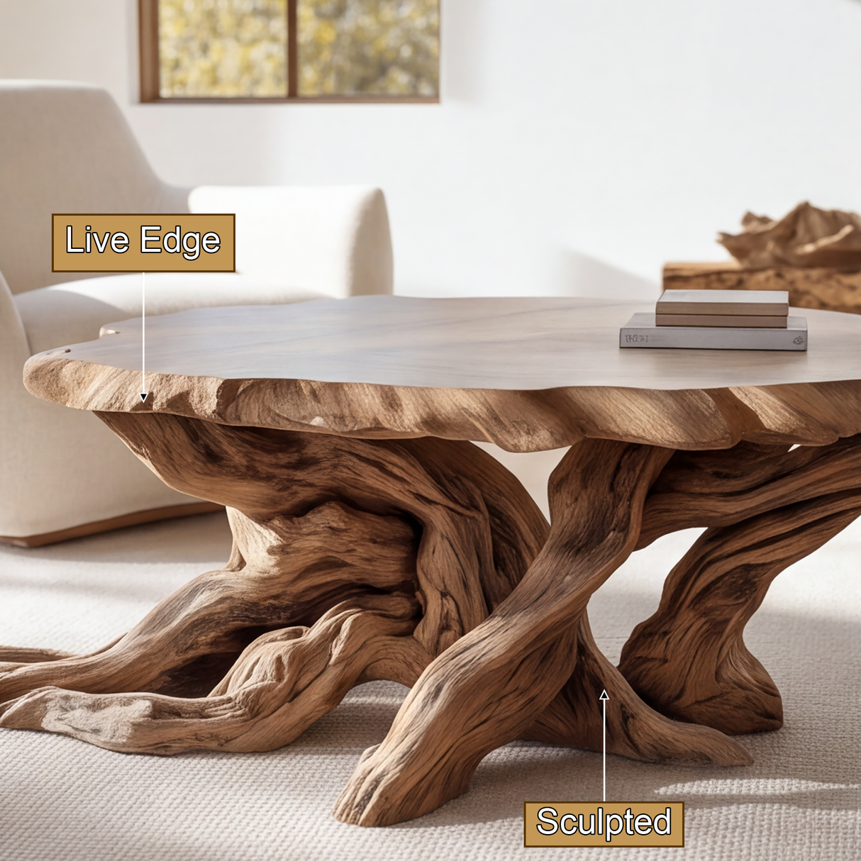 Thalorin Sculpted Solid Wood Coffee Table SPA982358 - Timberustic Coffee Table