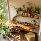 Thalorin Sculpted Solid Wood Console Table with Shelves - Timberustic Console Table with Shelves