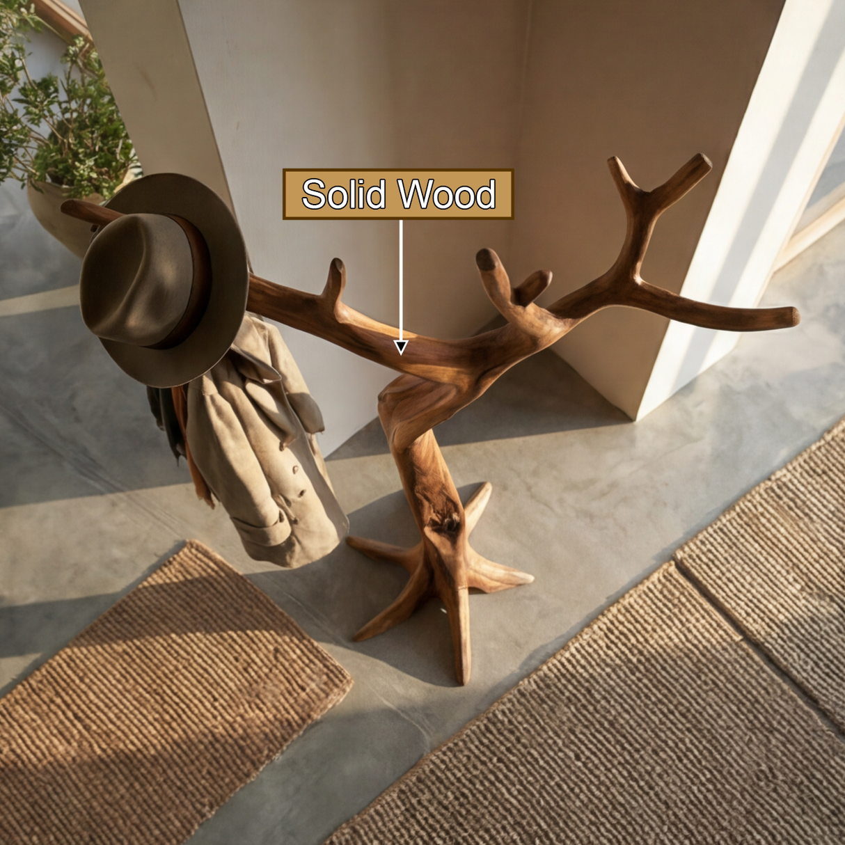 Thalorin Sculpted Solid Wood Tree Coat Rack - Timberustic Tree Coat Rack