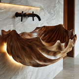 Thalorin Sculpted Solid Wood Vessel Sink - Timberustic Vessel Sinks