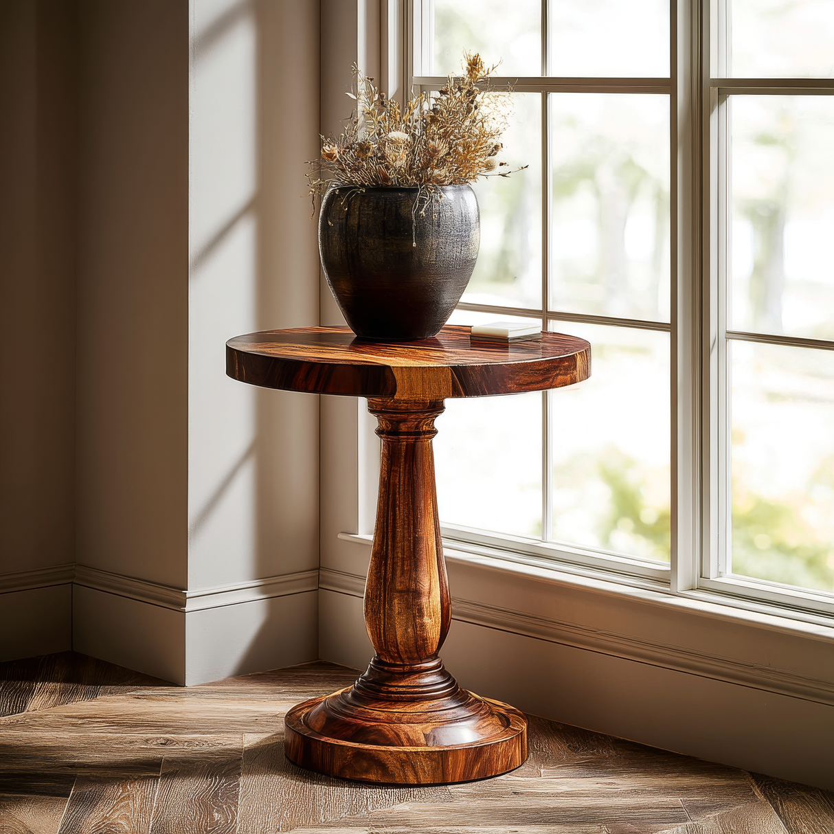 Thalorin Solid Wood Pedestal Stand - Timberustic Pedestal Stand