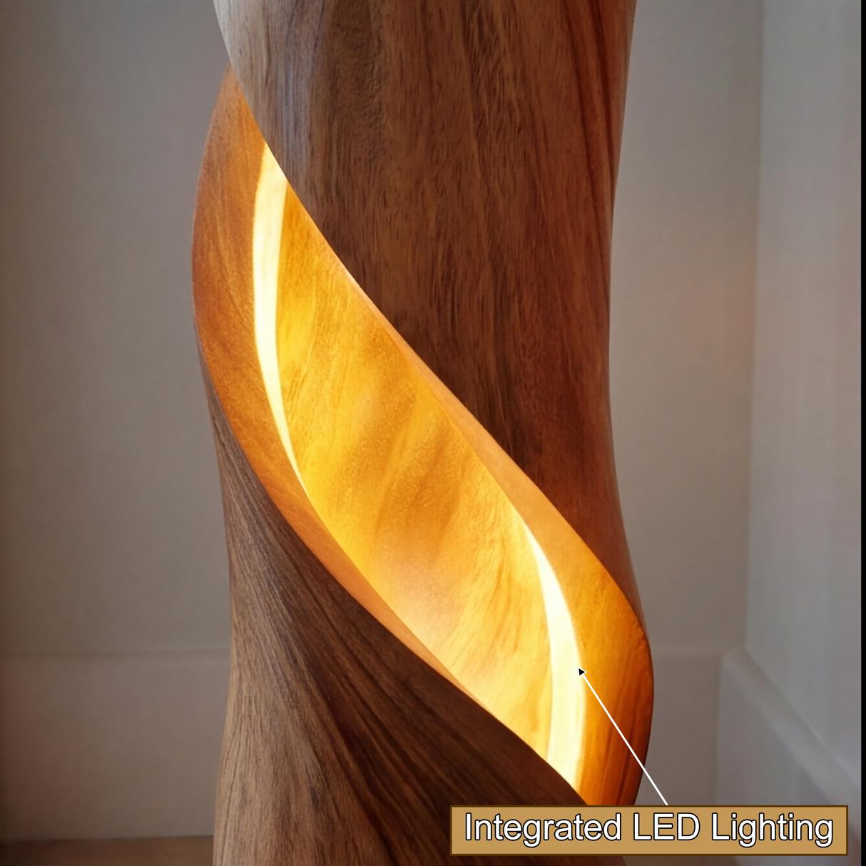 Thaloris Sculpted Helical Integrated LED Wood Floor Lamp - Timberustic Floor Lamp