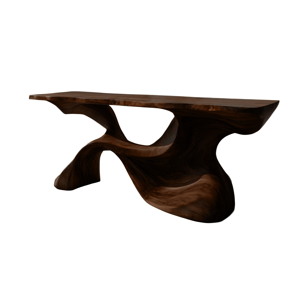 Thaloris Sculpted Solid Wood Console Table Dark Walnut - Timberustic Console Table