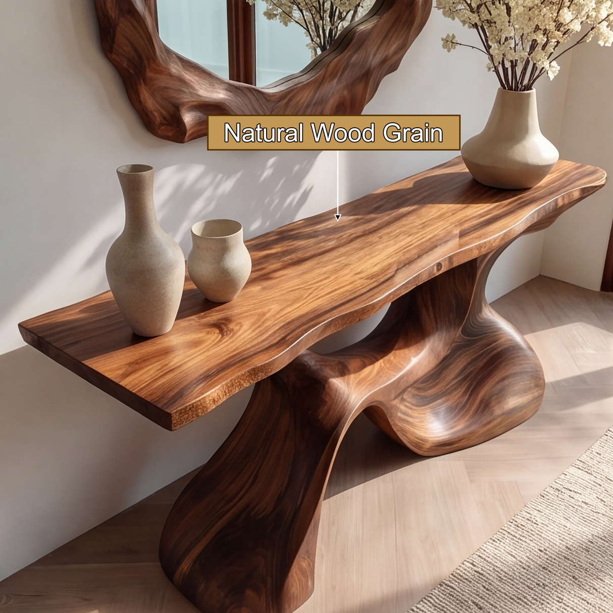 Thaloris Sculpted Solid Wood Console Table