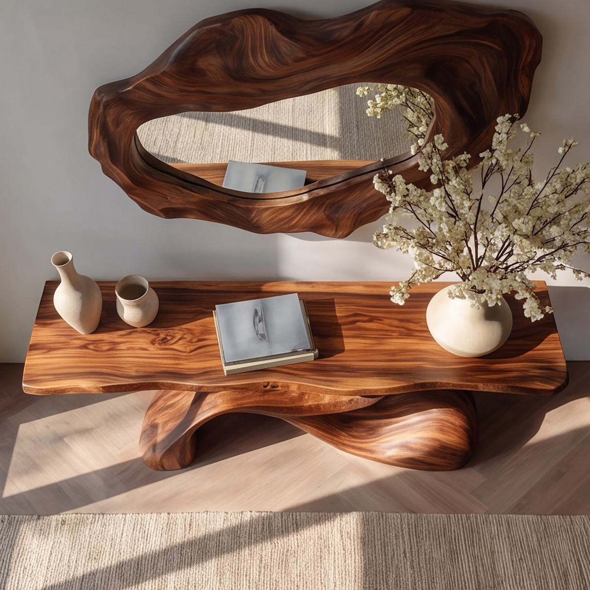 Thaloris Sculpted Solid Wood Console Table