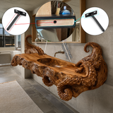Thalorix Octopus Form Sculpted Solid Wood Floating Bathroom Vanity with Integrated Sink - Timberustic Floating Bathroom Vanity with Integrated Sink