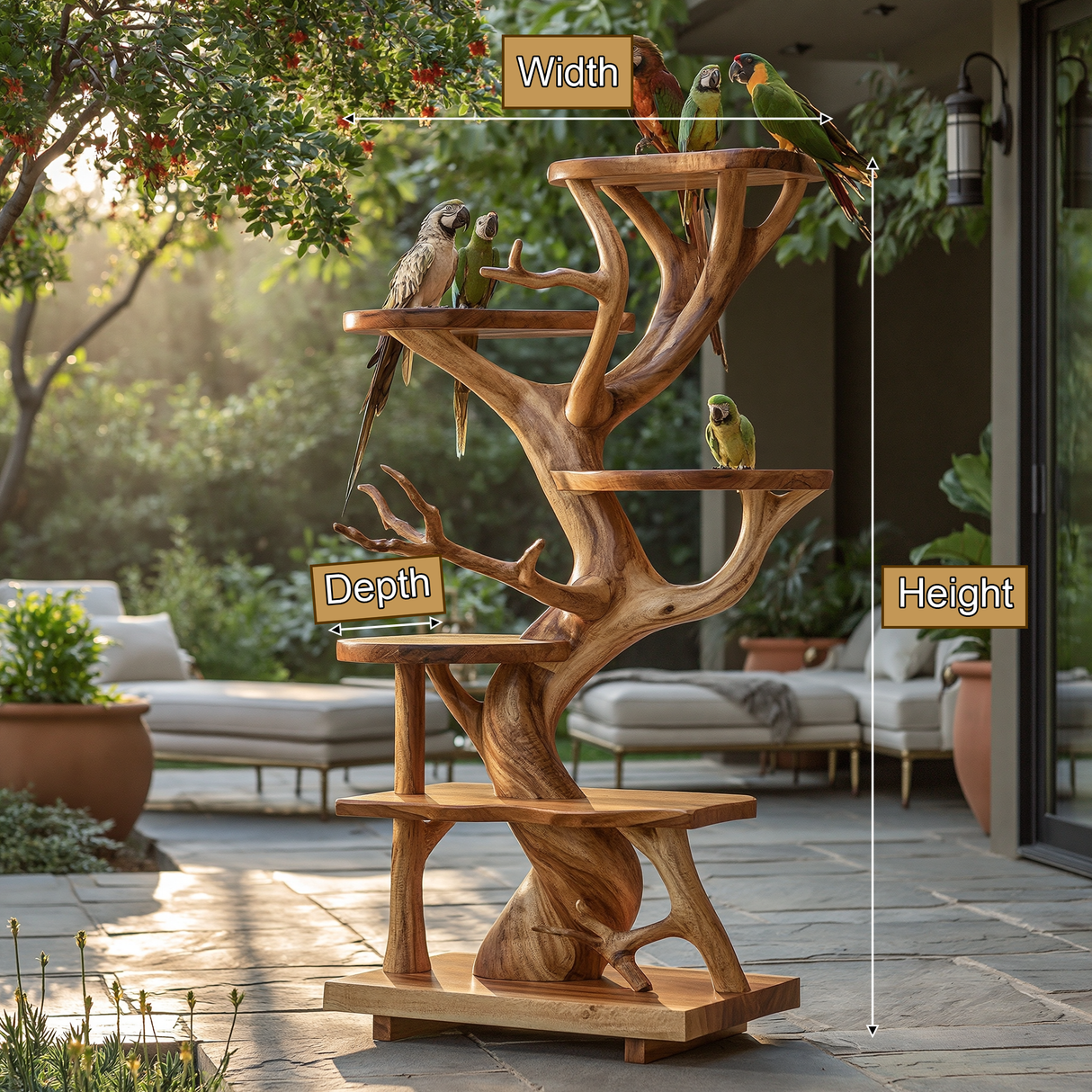 Thalorwyn Handcrafted Tree Branch Parrot Stand SPA321651 - Timberustic Tree Branch Parrot Stand