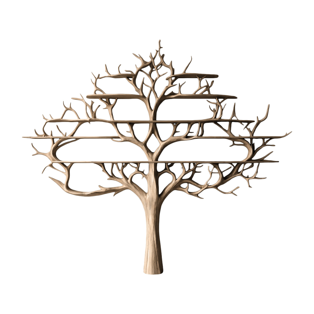 Thaloryx Sculpted Solid Wood Tree Bookshelf Natural Oak - Timberustic Tree Bookshelf