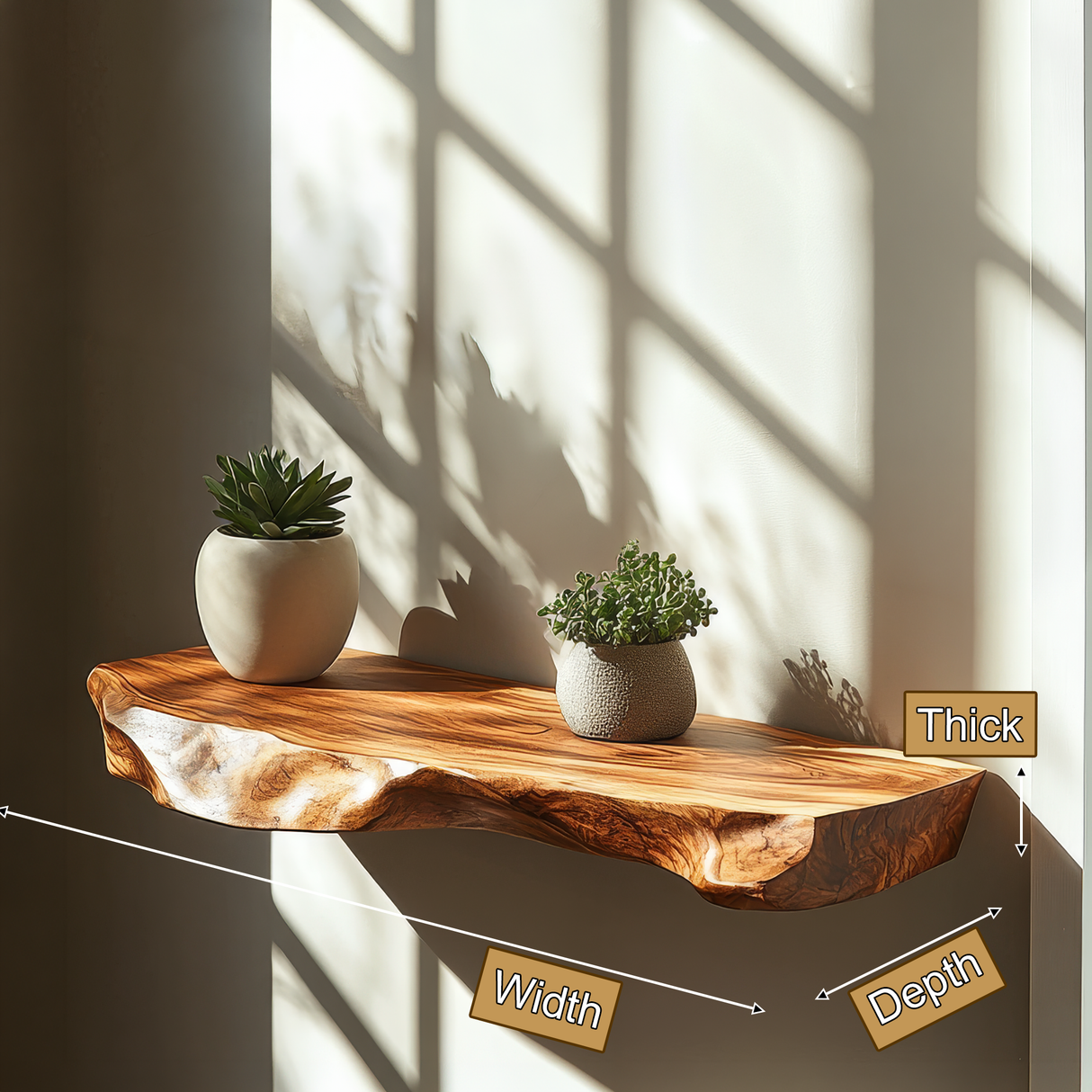 Thalric Live Edge Solid Wood Floating Shelf SPA203698 - Timberustic Floating Shelf