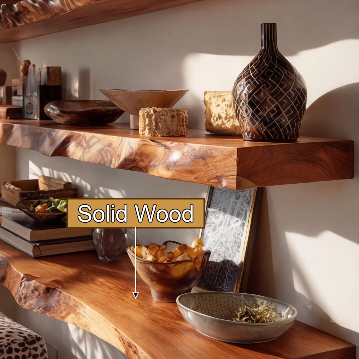 Thalven Live Edge Solid Wood Floating Shelf SPA835873 - Timberustic Floating Shelf