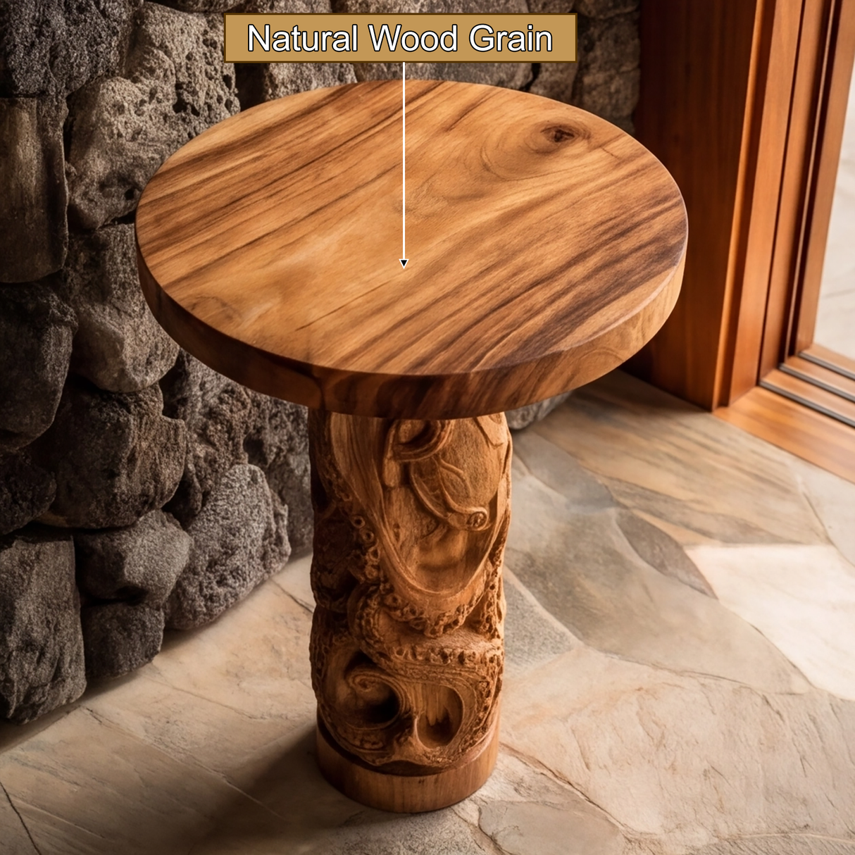 Thalvion Sculpted Solid Wood Pedestal Stand - Timberustic Pedestal Stand