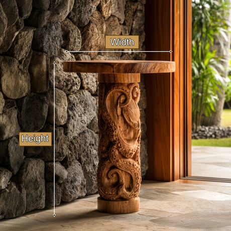 Thalvion Sculpted Solid Wood Pedestal Stand - Timberustic Pedestal Stand