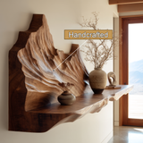 Thalvyr Sculpted Solid Wood Mountain Floating Shelf - Timberustic Floating Shelf