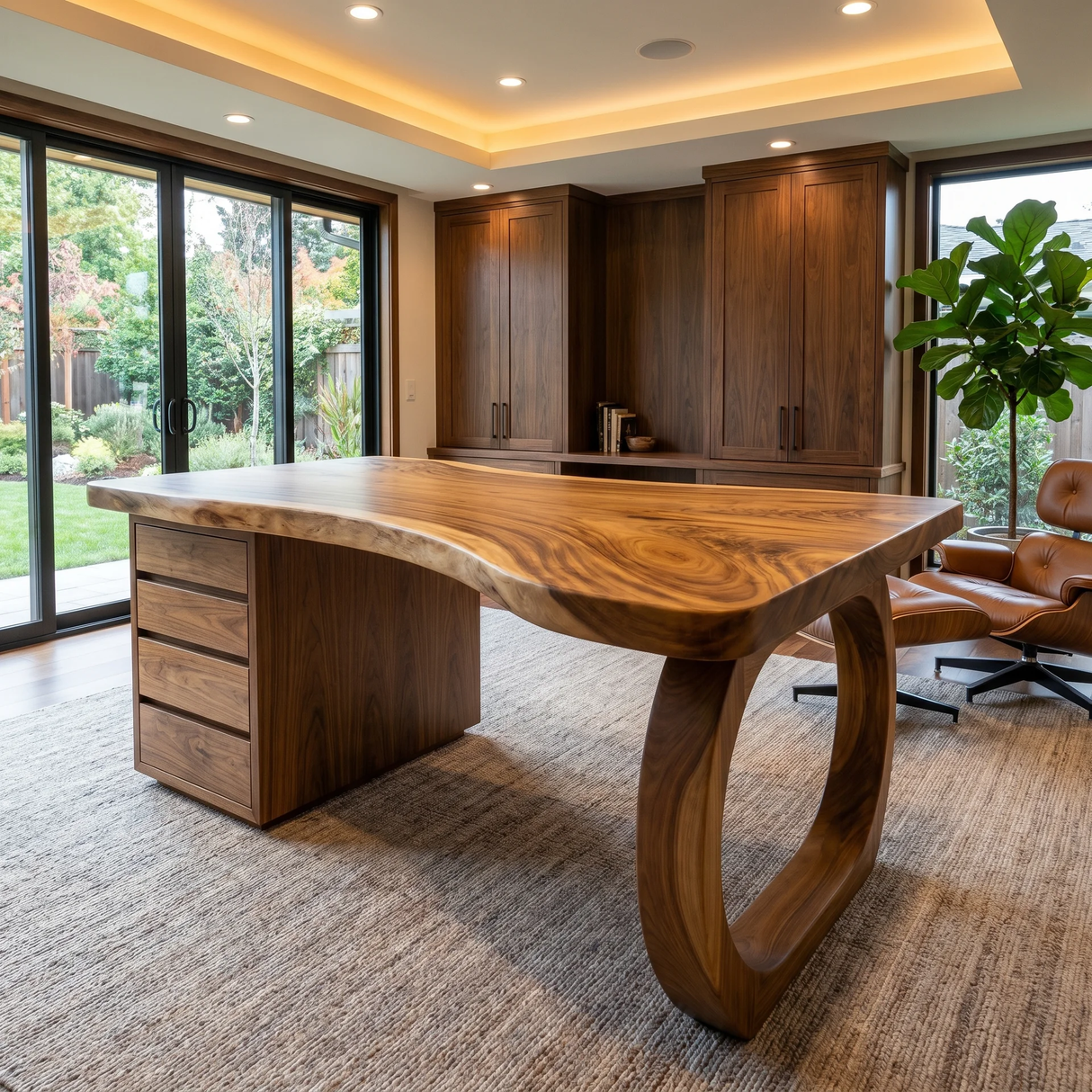 Thalyric Live Edge Solid Wood Desk with Drawers - Timberustic Desk With Drawers