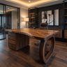 Thalyric Live Edge Solid Wood Desk with Drawers Dark Walnut - Timberustic Desk With Drawers