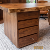 Thalyric Live Edge Solid Wood Desk with Drawers - Timberustic Desk With Drawers