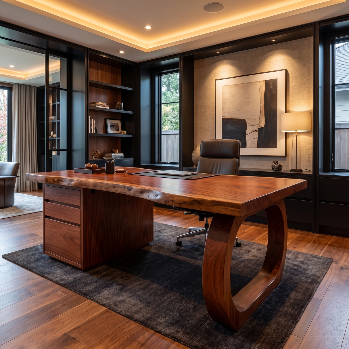 Thalyric Live Edge Solid Wood Desk with Drawers Mahogany - Timberustic Desk With Drawers