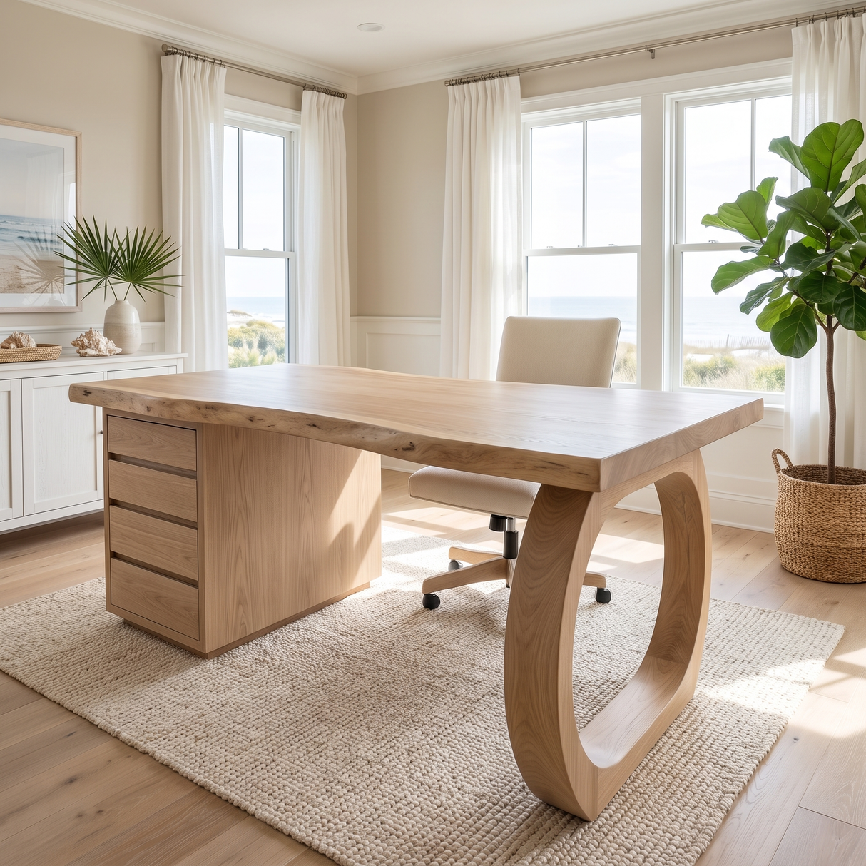 Thalyric Live Edge Solid Wood Desk with Drawers Natural Oak - Timberustic Desk With Drawers
