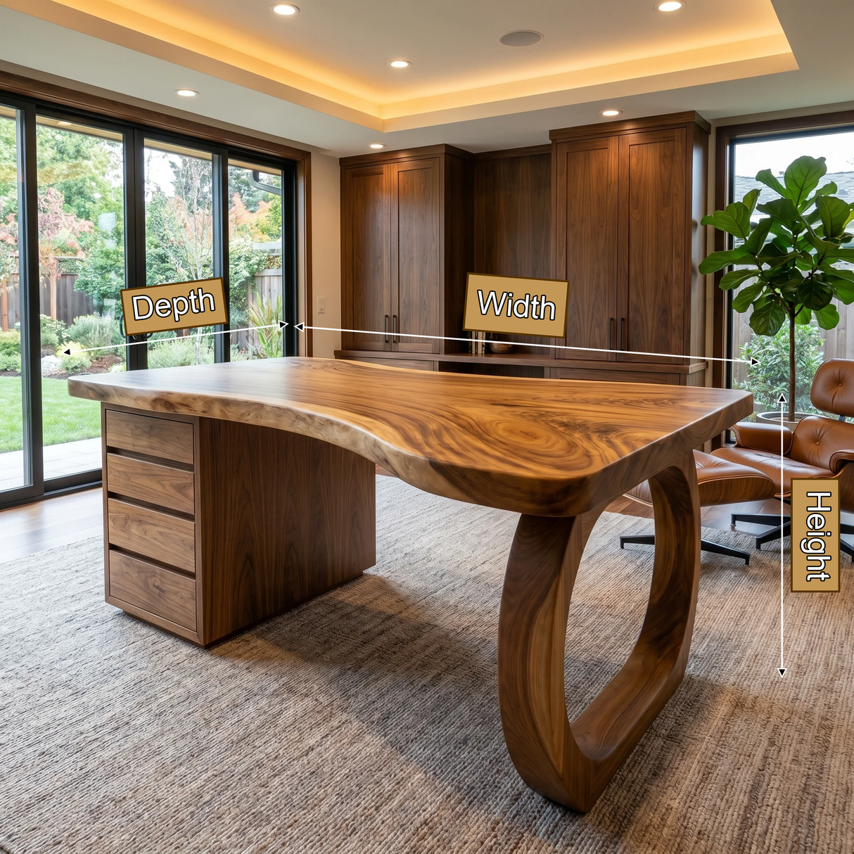 Thalyric Live Edge Solid Wood Desk with Drawers - Timberustic Desk With Drawers