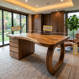 Thalyric Live Edge Solid Wood Desk with Drawers - Timberustic Desk With Drawers