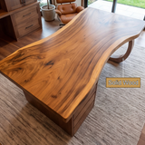 Thalyric Live Edge Solid Wood Desk with Drawers - Timberustic Desk With Drawers