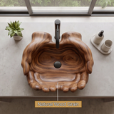 Tharion Handcrafted Solid Wood Hands-Shaped Vessel Sink