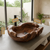 Tharion Handcrafted Solid Wood Hands-Shaped Vessel Sink