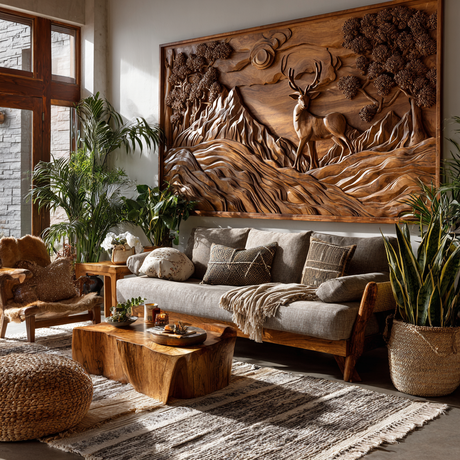 Tharion Solid Wood Sculpted Wall Art - Timberustic Wall Art