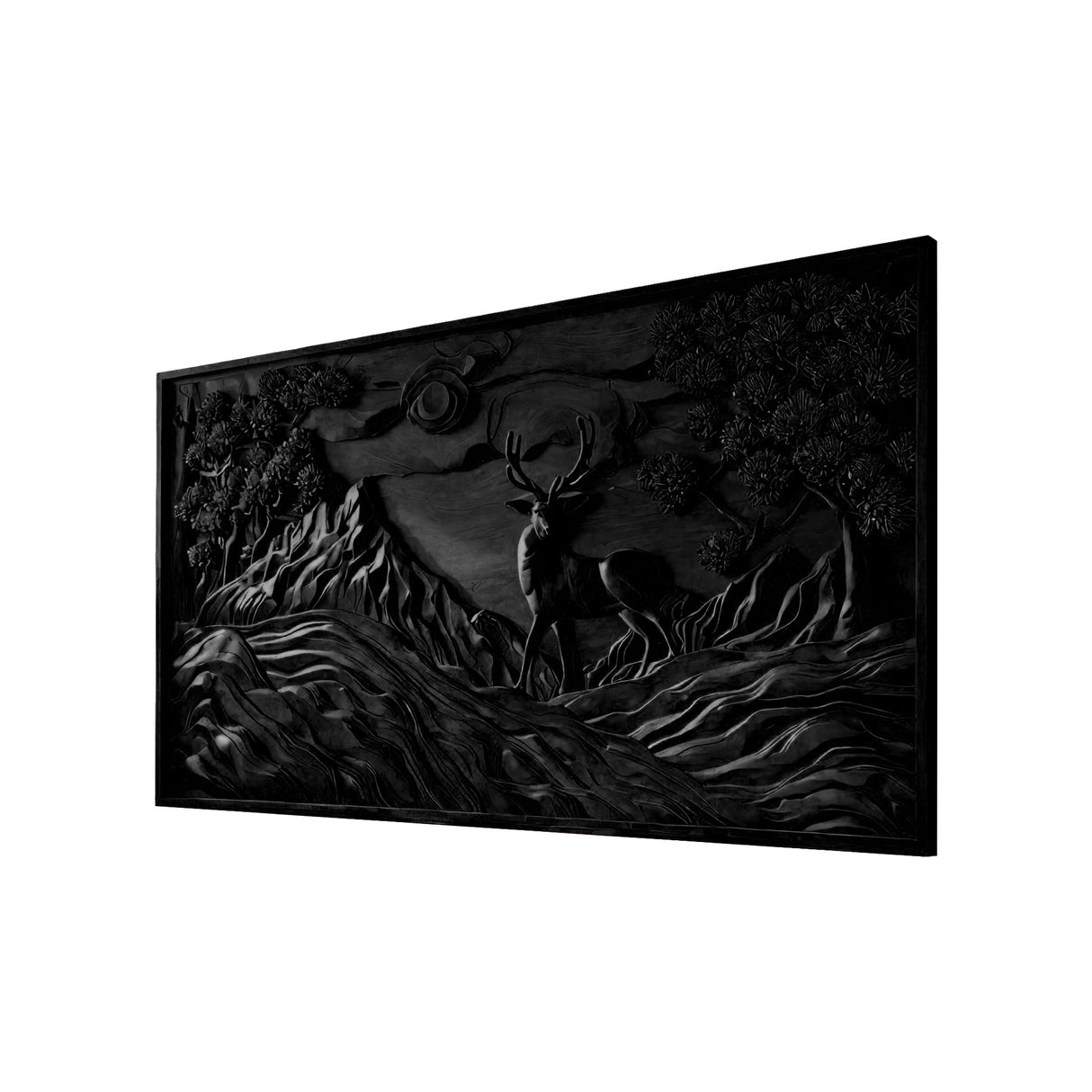 Tharion Solid Wood Sculpted Wall Art Black - Timberustic Wall Art