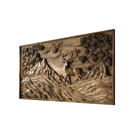 Tharion Solid Wood Sculpted Wall Art Natural Oak - Timberustic Wall Art
