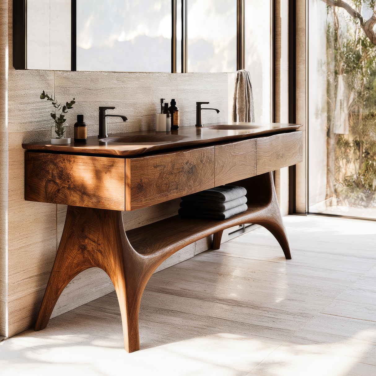 Theron Sculpted Solid Wood Freestanding Bathroom Vanity with Drawers - Timberustic Freestanding Bathroom Vanity with Drawers