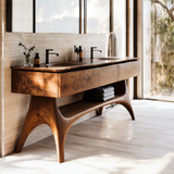 Theron Sculpted Solid Wood Freestanding Bathroom Vanity with Drawers - Timberustic Freestanding Bathroom Vanity with Drawers