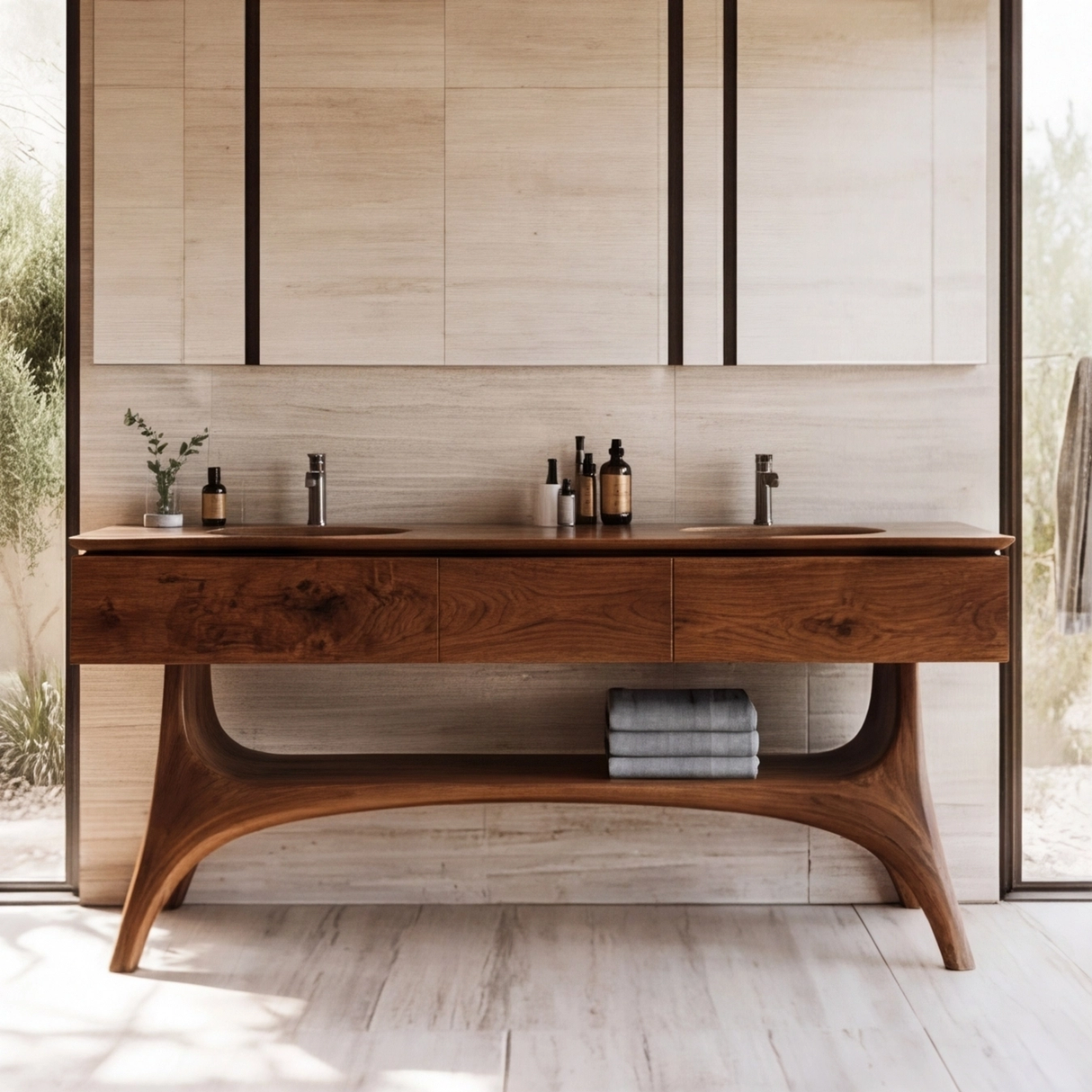 Theron Sculpted Solid Wood Freestanding Bathroom Vanity with Drawers - Timberustic Freestanding Bathroom Vanity with Drawers