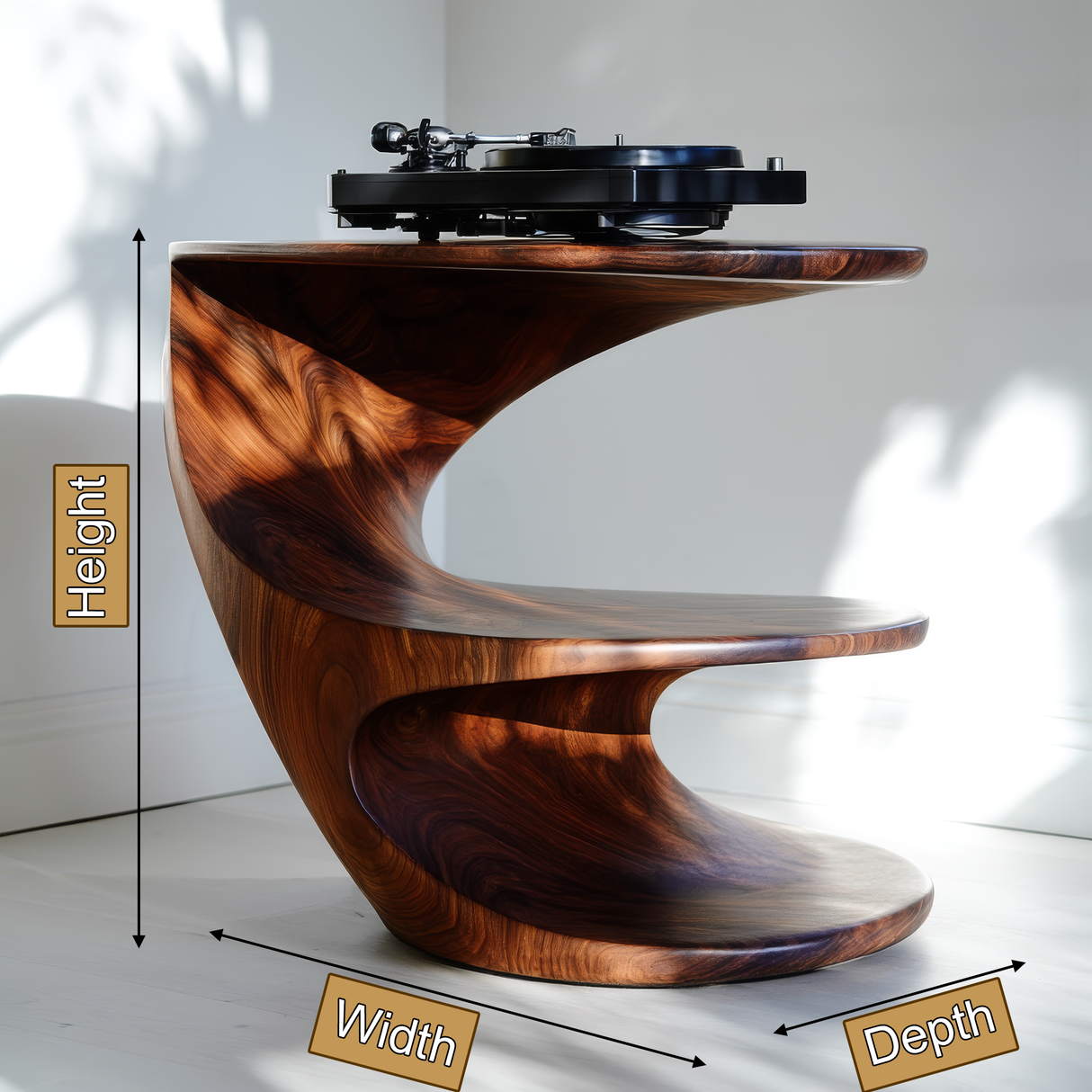 Theryn Handcrafted Solid Wood Record Player Stand