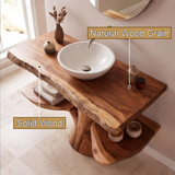 Theryn Rootform Solid Wood Freestanding Bathroom Vanity with Shelves - Timberustic Freestanding Bathroom Vanity with Shelves