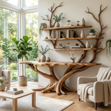 Theryn Sculpted Solid Wood Console Table with Shelves - Timberustic Console Table with Shelves