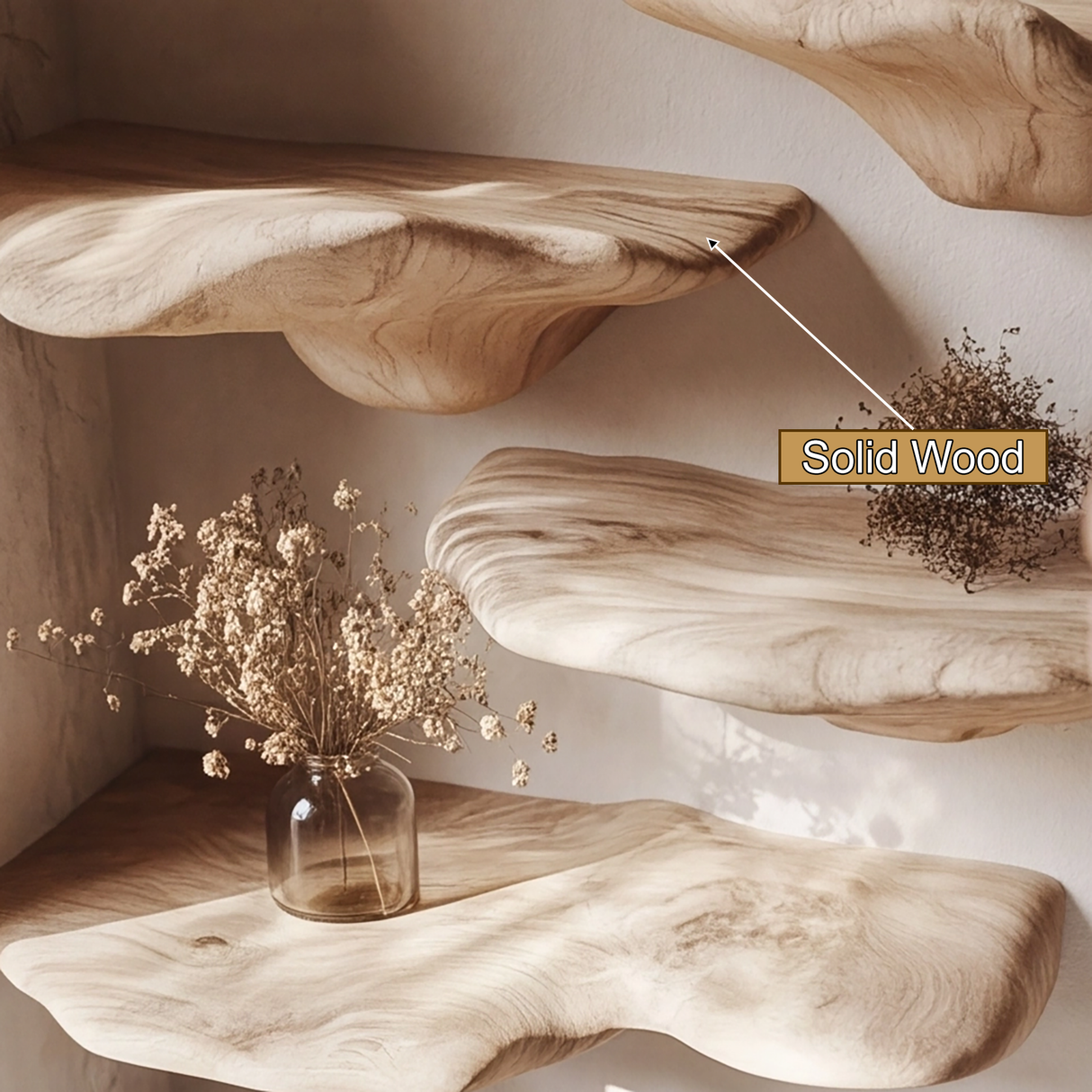 Theryn Solid Wood Sculpted Mushroom Floating Shelf SPA060362 - Timberustic Floating Shelf