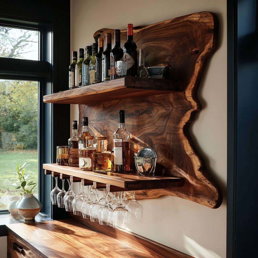 Thornmere Live Edge Handcrafted Floating Wine Shelf SPA623534 - Timberustic Floating Wine Shelf