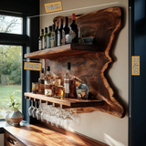 Thornmere Live Edge Handcrafted Floating Wine Shelf SPA623534 - Timberustic Floating Wine Shelf