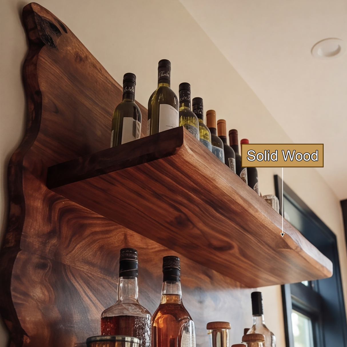 Thornmere Live Edge Handcrafted Floating Wine Shelf SPA623534 - Timberustic Floating Wine Shelf